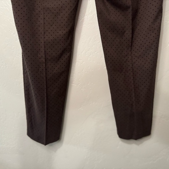 Zara Dress Pants Straight Tapered Leg Swiss Dot Brown Textured Trouser SZ 10 - Picture 11 of 16